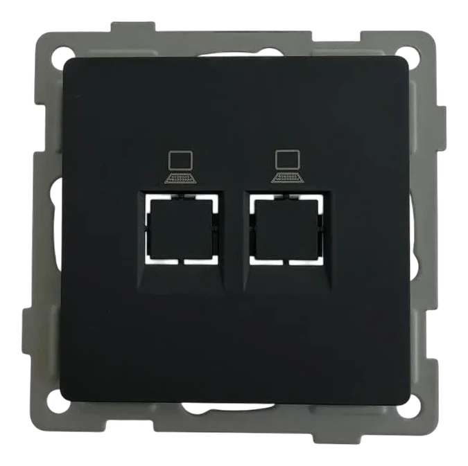 Розетка RJ45 (cat 5e) 2-я чёрная Софт-тач